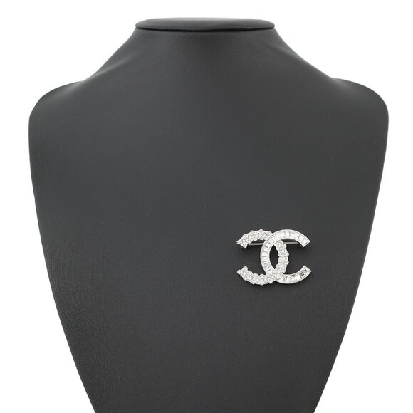 CHANEL Brooch CC Logo Metal/Rhinestone - Picture 1 of 7
